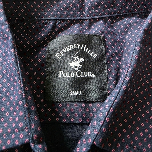 Beverly Hills Polo Club Men's Short Sleeve Button Down Dress Shirt, Navy - Picture 2 of 5